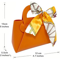 Brain Giggles Leather Gift Bag With Bow For Smart Gift Wrap, Elegant Gift Box For Small Gifts, Party Favors, Return Gifts, Candy Bag For Weddings, Birthdays, Baby Showers, Eid, Christmas Gifts Hand Bag, Orange