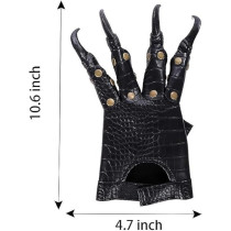 Brain Giggles Halloween Costume Accessory Black Leather Ghost Witch Devil Paw Claw Gloves With Nails For Adults