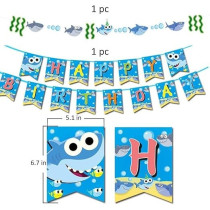 Brain Giggles Baby Shark Birthday Decoration For Boys, Happy Birthday Theme Banner, Cake Topper, Birthday Balloons, 40Pcs