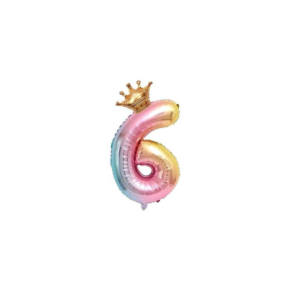 Brain Giggles Multicolour Number Foil Balloon Helium Number Foil Balloons Mylar Balloons for Birthday Anniversary Party Decorations (Number 6), 32 Inch