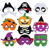 Brain Giggles 5 Multicolor Masks, Unisex, Kids And Adults, Adjustable String, Reusable, Comfortable Foam Mask For Halloween, Cosplay And Birthday Party Favors, 5 Pieces