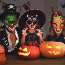 Brain Giggles 5 Multicolor Masks, Unisex, Kids And Adults, Adjustable String, Reusable, Comfortable Foam Mask For Halloween, Cosplay And Birthday Party Favors, 5 Pieces