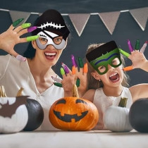 Brain Giggles 5 Multicolor Masks, Unisex, Kids And Adults, Adjustable String, Reusable, Comfortable Foam Mask For Halloween, Cosplay And Birthday Party Favors, 5 Pieces