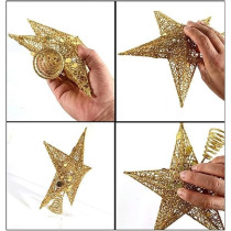 Brain Giggles Christmas Tree Topper Gold Christmas Tree Glittered Star Topper Ornaments For Holiday Christmas Home Decorations, 15cm