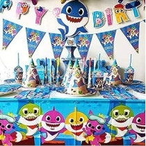 Brain Giggles Boys and Girl's Baby Shark Super Hero Tableware Set For Birthday Decoration, Blue