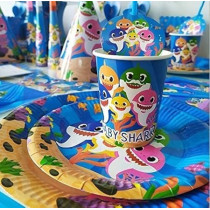 Brain Giggles Boys and Girl's Baby Shark Super Hero Tableware Set For Birthday Decoration, Blue