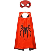 Brain Giggles Spiderman Cape and Mask Set for Kids 3-8 years, Spiderman Costume Halloween Superhero Costume, Book Character Costumes Kids Cosplay Costume For Superhero Party, Red