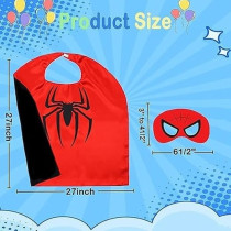 Brain Giggles Spiderman Cape and Mask Set for Kids 3-8 years, Spiderman Costume Halloween Superhero Costume, Book Character Costumes Kids Cosplay Costume For Superhero Party, Red