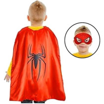 Brain Giggles Spiderman Cape and Mask Set for Kids 3-8 years, Spiderman Costume Halloween Superhero Costume, Book Character Costumes Kids Cosplay Costume For Superhero Party, Red