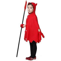 Brain Giggles Devil Halloween Costume For Kids –Scary Devil Costume, With Devil Horns, Gloves, Devil Fork Scary Costume For Boys, Girls for Halloween Party, Cosplay And Book Character Costume, Large, Red