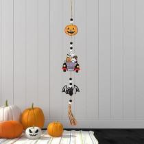 Brain Giggles Set of 3 Spooky Halloween Wooden Beads Ornaments, Ghost And Pumpkin Wall Hangings, Perfect For Halloween Decor and Themed Parties