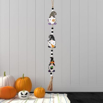 Brain Giggles Set of 3 Spooky Halloween Wooden Beads Ornaments, Ghost And Pumpkin Wall Hangings, Perfect For Halloween Decor and Themed Parties