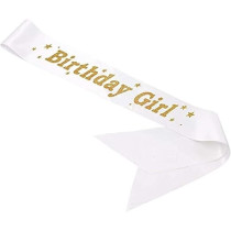 Brain Giggles Stylish Birthday Sash For Girls And Adults Fashionable Satin Birthday Girl Sash With Gold Lettering One-Size-Fits-All