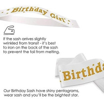 Brain Giggles Stylish Birthday Sash For Girls And Adults Fashionable Satin Birthday Girl Sash With Gold Lettering One-Size-Fits-All