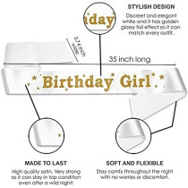 Brain Giggles Stylish Birthday Sash For Girls And Adults Fashionable Satin Birthday Girl Sash With Gold Lettering One-Size-Fits-All