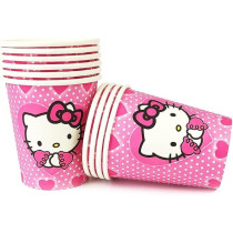 Brain Giggles Hello Kitty Theme Disposable Tableware 16 Items/Set for 10 People, Pink