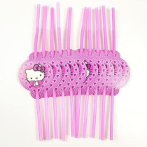 Brain Giggles Hello Kitty Theme Disposable Tableware 16 Items/Set for 10 People, Pink