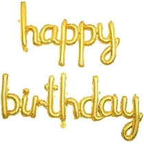 Brain Giggles Happy Birthday Foil Balloon Banner Happy Birthday Banner Decorations, Gold
