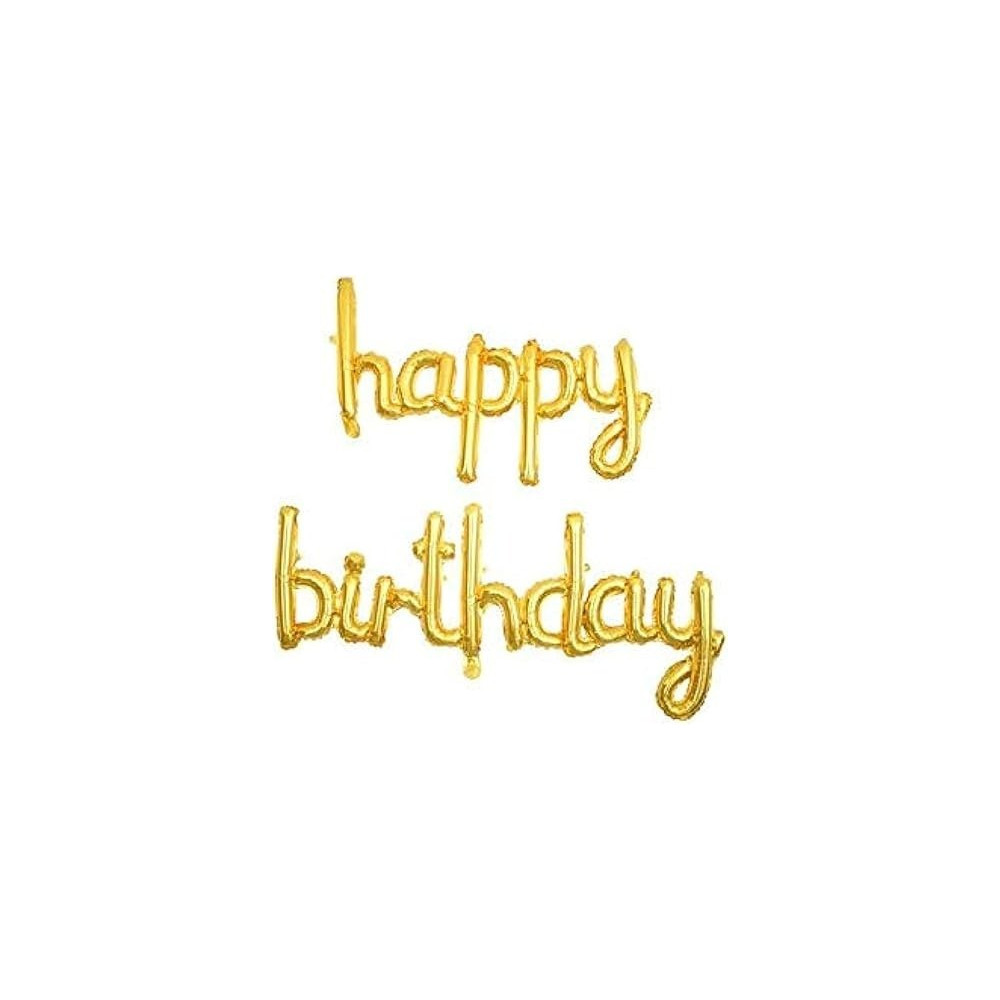 Brain Giggles Happy Birthday Foil Balloon Banner Happy Birthday Banner Decorations, Gold