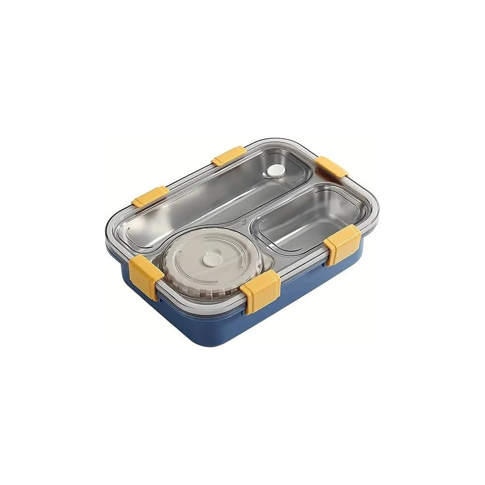 Brain Giggles Stainless Steel Bento Lunch Box with Soup Bowl, 3-Compartments Insulated Tiffin Box For Adults Kids, Leak Proof Lunch Box, Multifunctional Airtight Food Storage Containers, Blue