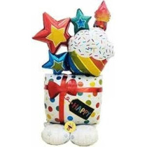 Brain Giggles Happy Birthday Printed Multicolour Gift Shape Foil Balloon, Large Size Decoration 110 cm (43 inch) Perfect Party Decor/Celebrations/Events, Pack of 1