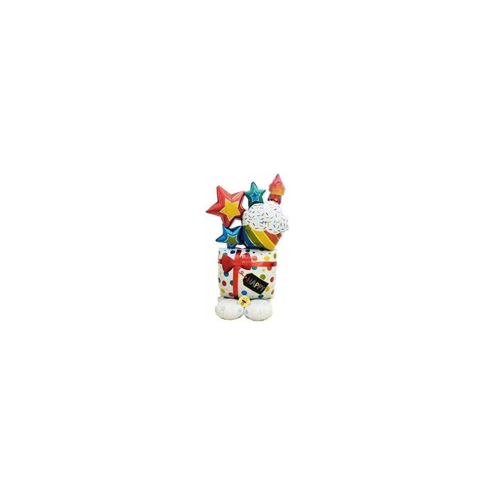 Brain Giggles Happy Birthday Printed Multicolour Gift Shape Foil Balloon, Large Size Decoration 110 cm (43 inch) Perfect Party Decor/Celebrations/Events, Pack of 1