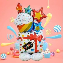 Brain Giggles Happy Birthday Printed Multicolour Gift Shape Foil Balloon, Large Size Decoration 110 cm (43 inch) Perfect Party Decor/Celebrations/Events, Pack of 1