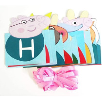 Brain Giggles Set of 1 Peppa Pig Happy Birthday Banner with 1 pc Ribbon For Peppa Pig Birthday Decoration