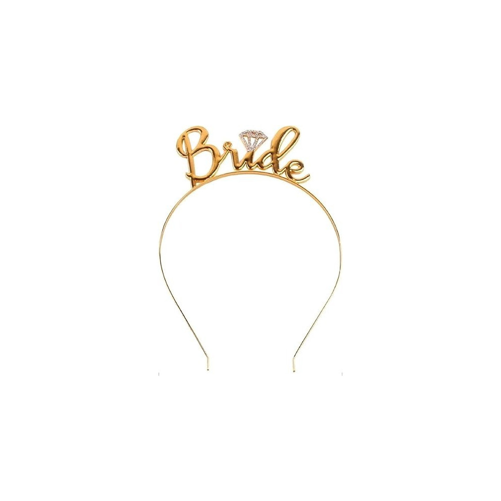 Brain Giggles Gold Plated Bride Headband Bachelorette Party Bride Tiara Headband For Wedding Bachelorette Party Decoration Headpiece For Bride Bachelorette Party Favors Gifts For Women