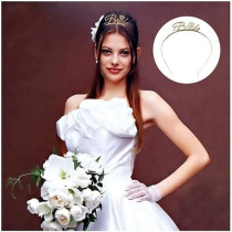 Brain Giggles Gold Plated Bride Headband Bachelorette Party Bride Tiara Headband For Wedding Bachelorette Party Decoration Headpiece For Bride Bachelorette Party Favors Gifts For Women