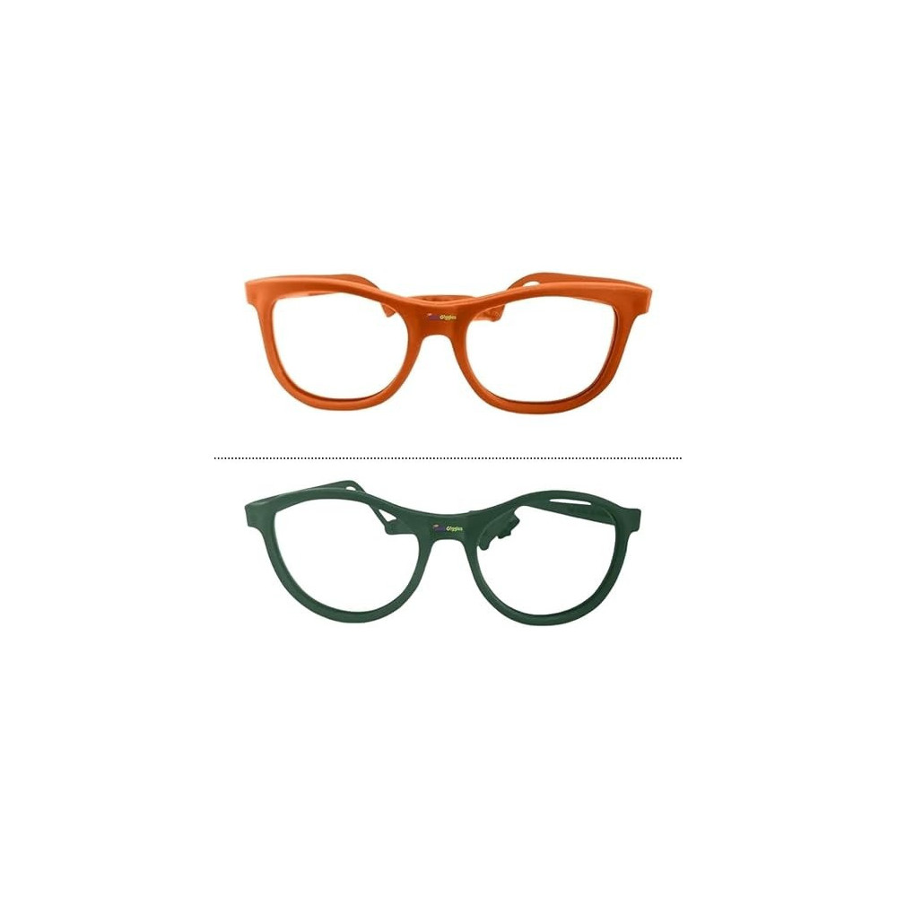 Kid's Eyeglasses With Adjustable Strap And Hard Case Unbreakable, Durable, Flexible Frames For Active Children Ages 3 to 10 Years Old (CR-02), Green/Orange