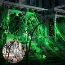 Brain Giggles Glow In The Dark Halloween Spider Web With 4 Spiders Halloween Decoration Fake Cobwebs For Halloween Party Indoor Outdoor Supplies