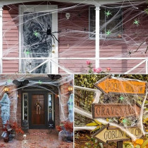 Brain Giggles Glow In The Dark Halloween Spider Web With 4 Spiders Halloween Decoration Fake Cobwebs For Halloween Party Indoor Outdoor Supplies