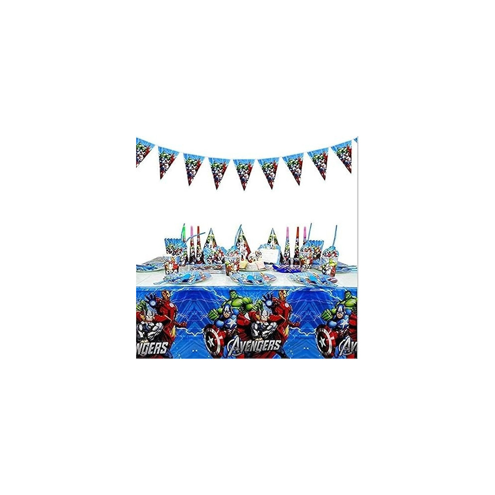 Brain Giggles Avengers Party Supplies Disposable Tableware For Avengers Birthday Decorations, Superhero Birthday Plates And Cups Set 136 Pieces, Serves 10 Guests