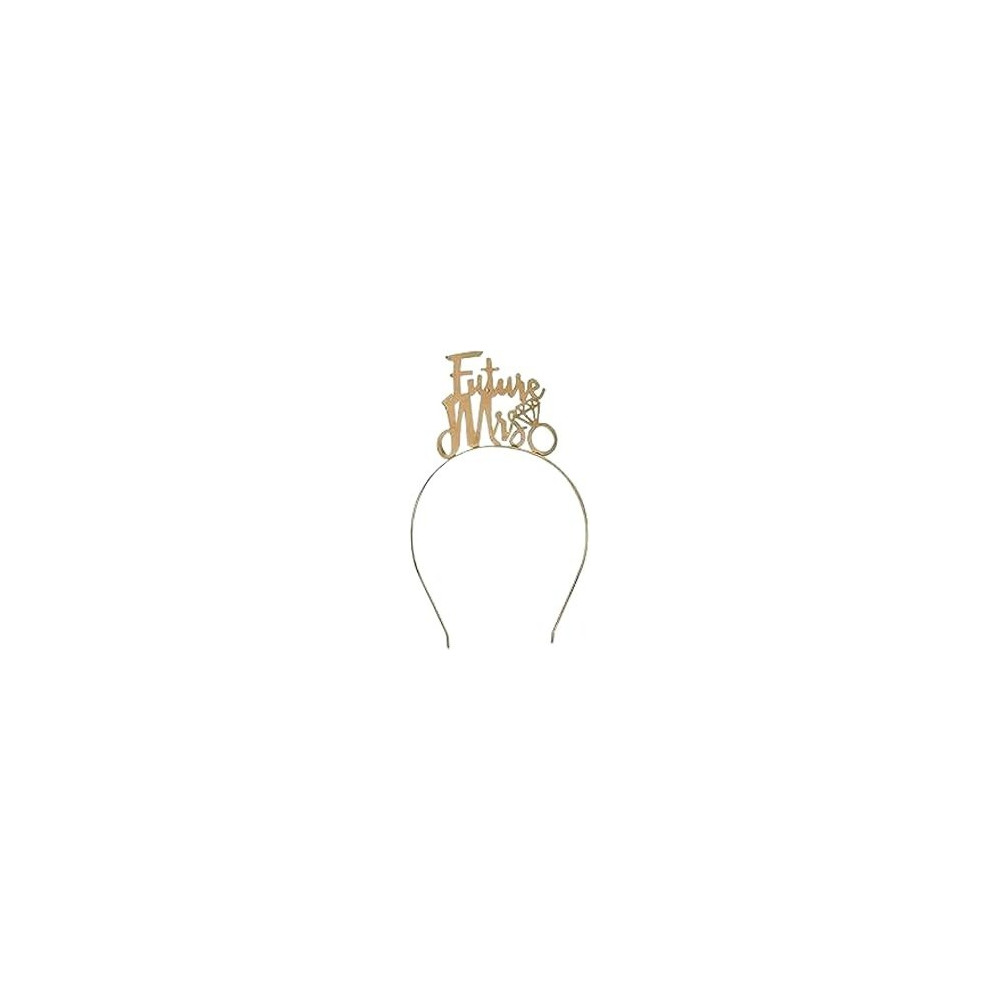 Brain Giggles Future Mrs. Tiara Headband Elegant Bridal Shower And Bachelorette Party Accessory, Golden