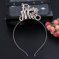 Brain Giggles Future Mrs. Tiara Headband Elegant Bridal Shower And Bachelorette Party Accessory, Golden