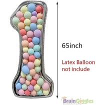 Brain Giggles 65-Inch Silver Number Foil Balloons Helium Mylar Balloons For Birthday, Anniversary And Party Decorations (Number 1)