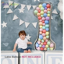 Brain Giggles 65-Inch Silver Number Foil Balloons Helium Mylar Balloons For Birthday, Anniversary And Party Decorations (Number 1)