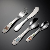 Brain Giggles Kids Cutlery Set Stainless Steel Kids Tableware Set of 4 with Gift Box Packing, Children Cutlery Set Metal Spoon And Forks Set