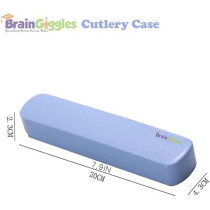 Brain Giggles Kids Cutlery Case Portable Spoon, Fork Chopsticks Case Cutlery Storage Box, Organizer Case For School, Work Lunch, Camping, Outdoor For Kids, Blue