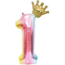 Brain Giggles Multicolour Number Foil Balloon Helium Number Foil Balloons Mylar Balloons For Birthday Anniversary Party Decorations (Number 1), 32 Inch