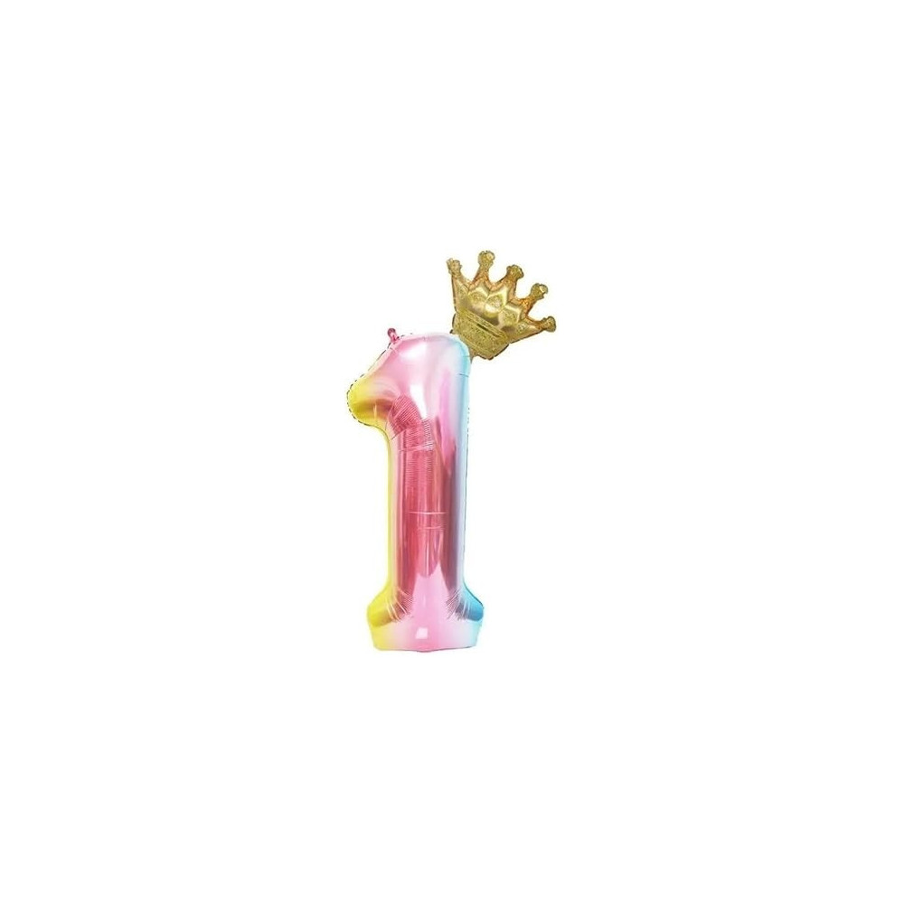 Brain Giggles Multicolour Number Foil Balloon Helium Number Foil Balloons Mylar Balloons For Birthday Anniversary Party Decorations (Number 1), 32 Inch
