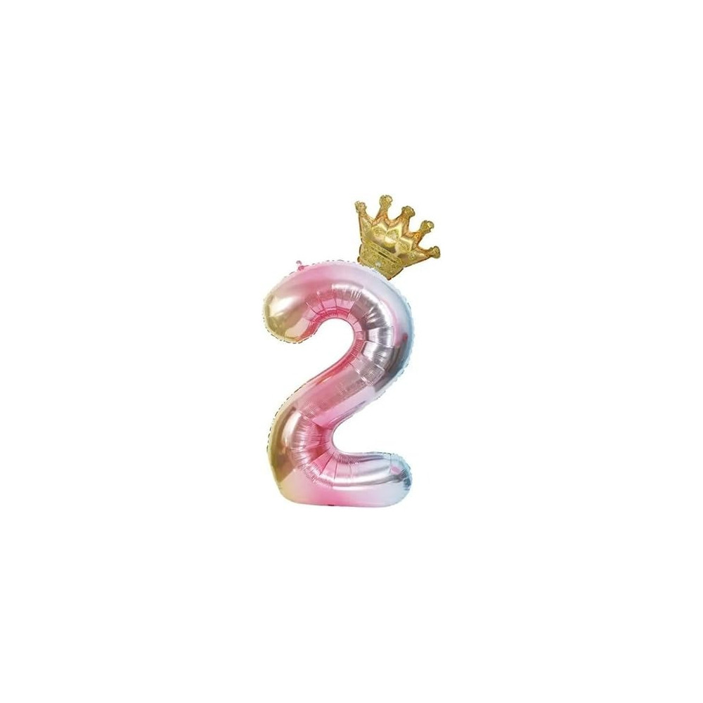 Brain Giggles Multicolour Number Foil Balloon Helium Number Foil Balloons Mylar Balloons For Birthday Anniversary Party Decorations (Number 2), 32 Inch