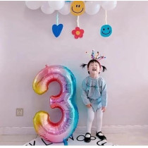Brain Giggles Multicolour Number Foil Balloon Helium Number Foil Balloons Mylar Balloons For Birthday Anniversary Party Decorations (Number 3), 32 Inch