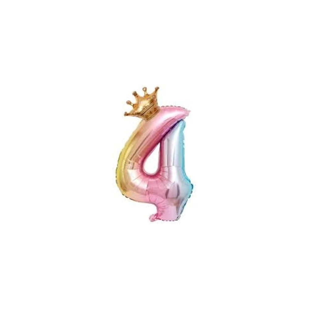Brain Giggles Multicolour Number Foil Balloon Helium Number Foil Balloons Mylar Balloons For Birthday Anniversary Party Decorations (Number 4), 32 Inch