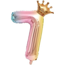 Brain Giggles Multicolour Number Foil Balloon Helium Number Foil Balloons Mylar Balloons For Birthday Anniversary Party Decorations (Number 7), 32 Inch
