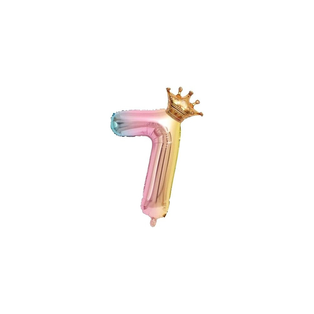 Brain Giggles Multicolour Number Foil Balloon Helium Number Foil Balloons Mylar Balloons For Birthday Anniversary Party Decorations (Number 7), 32 Inch
