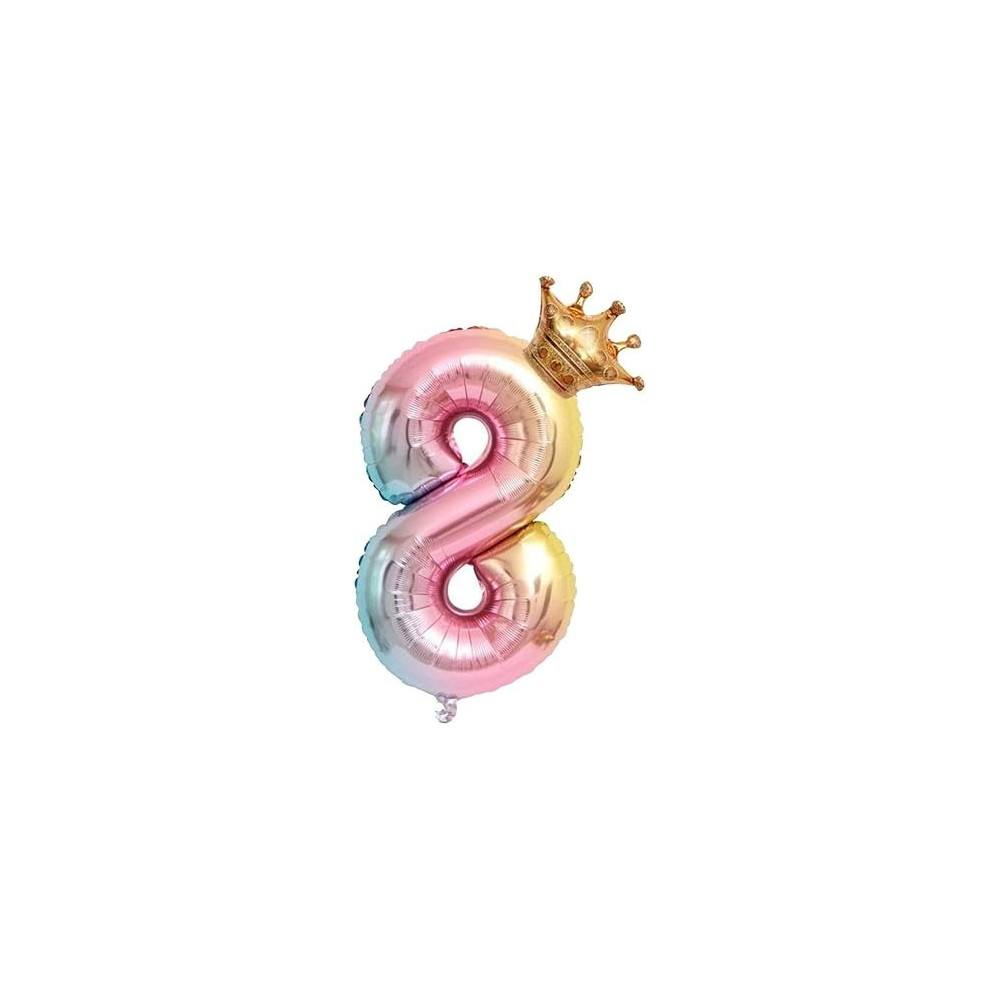 Brain Giggles Multicolour Number Foil Balloon Helium Number Foil Balloons Mylar Balloons For Birthday Anniversary Party Decorations (Number 8), 32 Inch