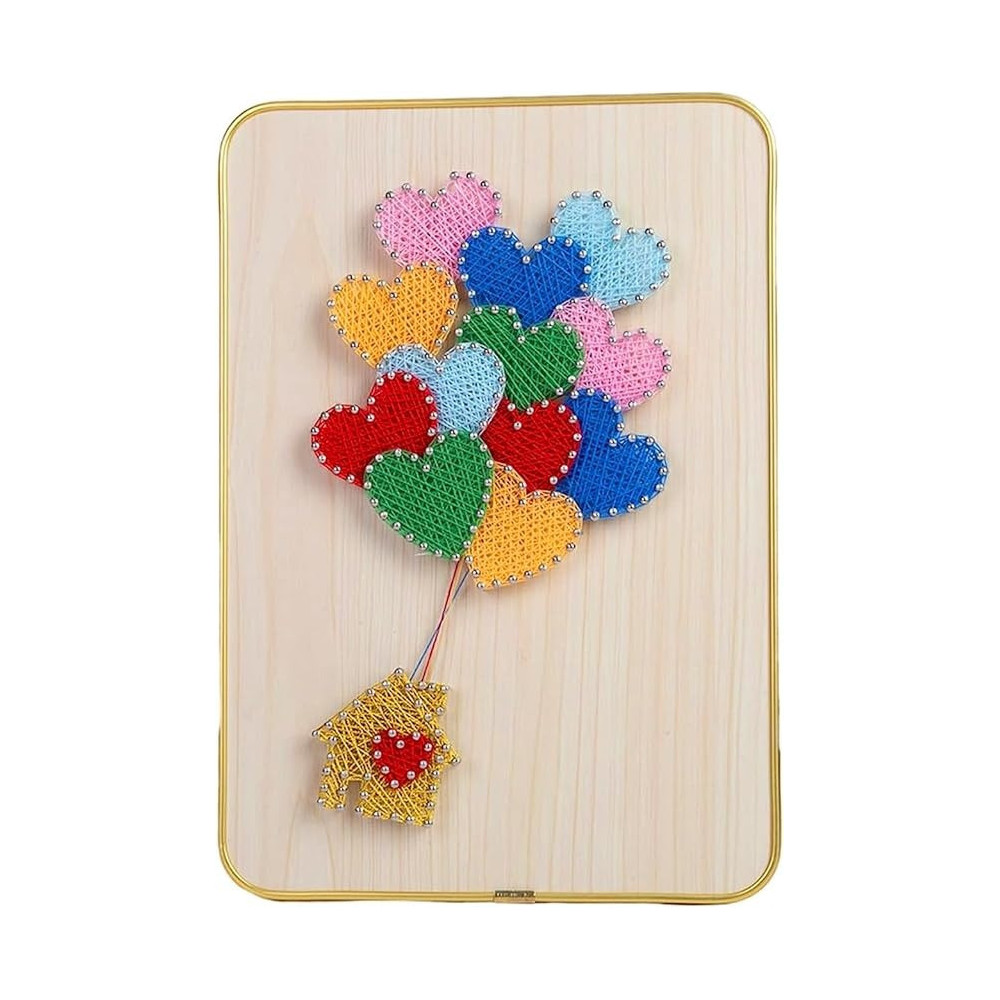 Brain Giggles Creative Diy Craft Kit With String Art Heart Pattern String Art Kit Crafting Supplies For Kids Girls Beginner Adult Ages 5-12 Years (Heart String Art), 21 x 30cm