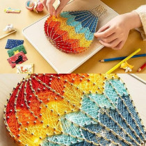 Brain Giggles All Inclusive 3D Diy String Art Kit for Adults And Kids, Arts And Crafts For Kids Ages 8-12, Complete Diy Kit For Girls on Birthday, Eid, Christmas (Hot Air Balloon), 21 x 30cm